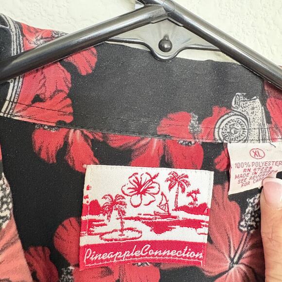 Pineapple Connection Tiki Woody Wagon Aloha Shirt XL Hibiscus Vintage Dadcore - Picture 5 of 6